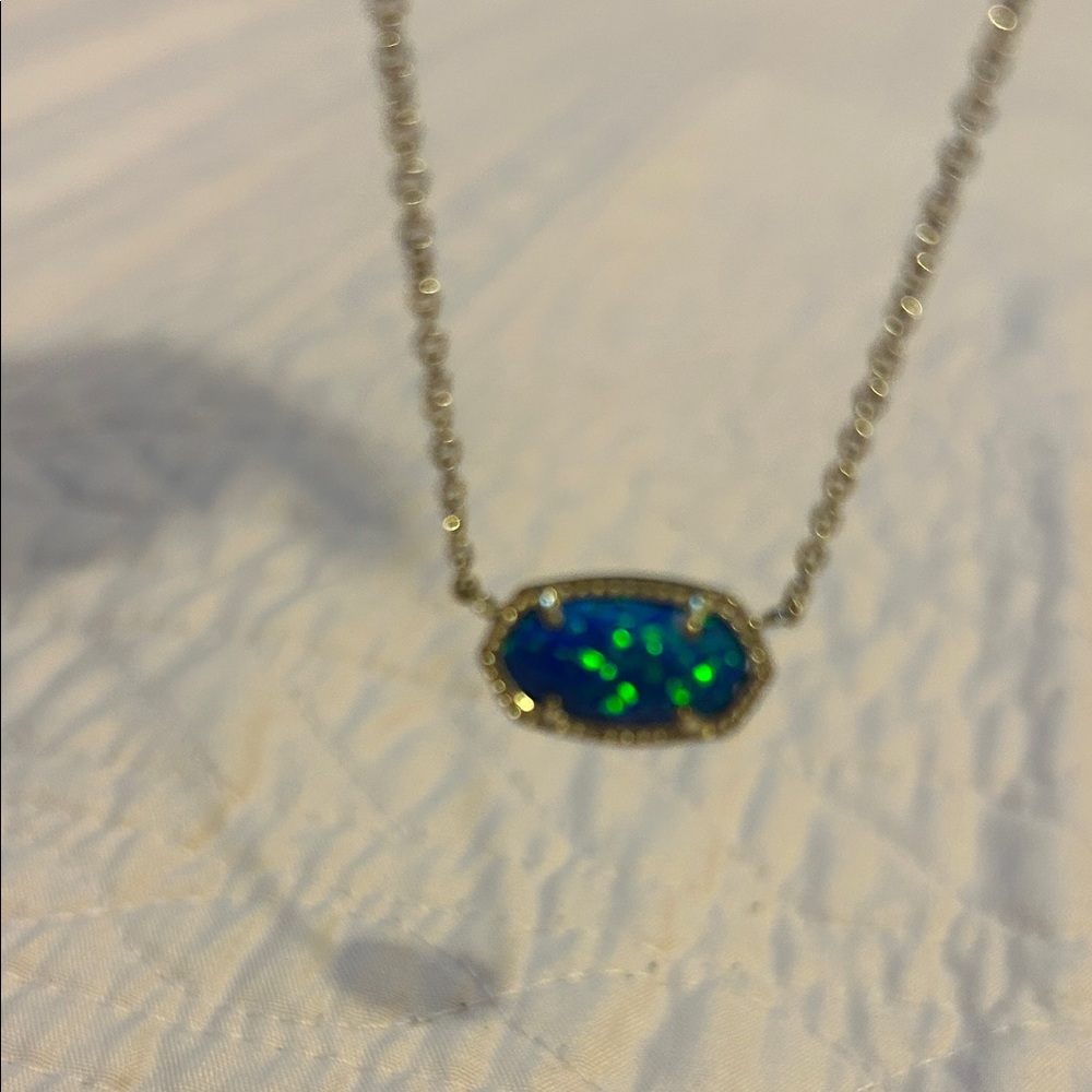 Elegant Blue and Green Pendant Necklace. Kendra Scott royal blue Kyocera Elisa.